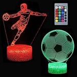 Football 3D Illusion Night Light with 2 Illusion Acrylic Patterns, Football Gifts for Boys, Kids Bedroom Lamp with 16 Colors Change Remote Control & Touch Control, XMAS Birthday Gifts Sports Fans Toys