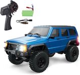 KIZJORYA 1/18 Four Wheel Drive Remote Control Rock Crawler 8562-C8809 Rc Multi-Terrain Off Road Car 3Speed Motor Esc Servo Light System Battery (Blue)