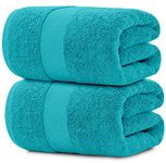 White Classic Luxury Bath Sheet Towels Extra Large | Highly Absorbent Hotel spa Collection Bathroom Towel | 35x70 Inch | 2 Pack (Aqua)