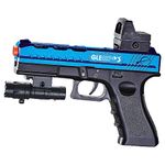 Splatter Ball Gun Automatic, Gel Ball Blaster Gun Full-auto and semi-auto with Goggles, Long Range Blowback Pistol for Shooting Team Games Outdoor Activities Ages 8+-Aqua Blue
