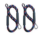 Pactrade Marine Boat Pontoon Kayak PWC Jet Ski Bungee Dock Line Mooring Rope 4'-5.5' with SS316 Snap Hook Salt and Fresh Water Use 2 Pack (Red, Blue & Black)