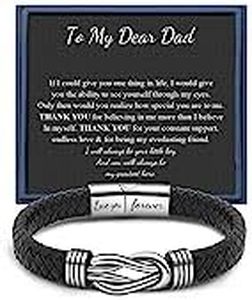 Black Braided Leather Bracelets Gifts for Man Dad Son Grandson Husband Boyfriend Brother Forever Knot Bracelets for Christmas Birthday Father's Day Anniversary Stainless Steel Clasp 7.5/8.5/9 inches,