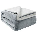 Nanpiper Sherpa Blanket Twin Thick Warm Blanket for Winter Bed Super Soft Fuzzy Flannel Fleece/Wool Like Reversible Velvet Plush Blanket (Light Grey Twin Size 60"x80")
