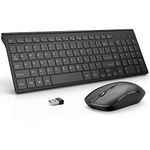 J JOYACCESS Rechargeable Wireless Keyboard Mouse, Compact Slim Wireless Keyboard and Mouse Combo, Sleek Design and High Precision 2400 DPI for PC, Desktop, Computer, Laptop, Windows XP/7/8/10-Black