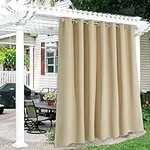 RYB HOME Extra Wide Outdoor Curtains for Patio Waterproof Windproof Blackout Curtains for Porch Pergola Arbor Lanai Pool House Outside Deck, 100 inch Width x 84 inch Length, 1 Pc, Biscotti Beige