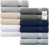 Delara Organic Cotton 12PC Luxuriously Plush Bath Towel, GOTS & OEKO-TEX Certified, Premium Hotel Quality Towels, Feather Touch Technology, 650 GSM Long Staple Soft Quick Dry & Ultra-Absorbent 30"x58"