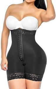 YIANNA Tummy Control Shapewear for Women Fajas Colombianas Body Shaper Shorts Butt Lifter with Zipper Crotch, Black, Medium