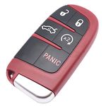 Smart Replacement Key Fob Cover Case fit for Jeep Grand Cherokee Dodge Challenger Charger Dart Durango Journey Chrysler 300 Keyless Entry Key Fob Shell (Red)