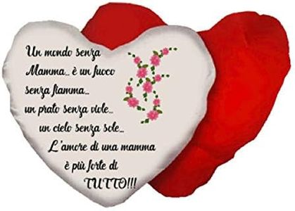 Regali Pazza idea Cuscino Cuore con Scritta Mamma Poesia Dedica Amore Festa Auguri Compleanno