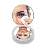 OMIRO LED Lighted Compact Mirror, 8.9 cm Mini 1x/10x Magnification Ideal for Daylight Travel Makeup Mirror for Purses (White)