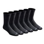 Dickies Men's Dri-tech Moisture Control Crew Socks Multipack, Solid Black (6 Pairs), Shoe Size: 6-12