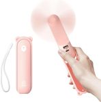 JISULIFE Hand Portable Fan with 4500 mAh Power Bank, 13-46 Hrs Runtime, Battery Operated Folding Pocket Fan, 3 Speeds, Enhanced Airflow, Rechargeable Quiet Mini Fan for Home, Outdoor - Pink