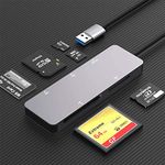 SD Card Reader USB 3.0, 5 in 1 USB Memory Card Support 5Gbps Camera Memory Card, USB to SD CF XD SD M2 MS TF Compact Flash Micro SD Card Reader Adapter for Mac Windows Linux Chrome Vista