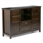 SIMPLIHOME Burlington Solid Wood Universal TV Media Stand, 54 inch Wide, Traditional, Living Room Entertainment Center with Storage, for Flat Screen TVs up to 60 inches in Mahogany Brown