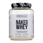 Naked Whey Vanilla Protein Powder - Only 3 Ingredients - Grass Fed Whey Protein Powder, Vanilla Flavor, and Organic Coconut Sugar, No GMO, No Soy, and Gluten Free - 24 Servings