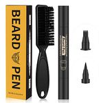 BIWIST Beard Pen Beard Pencil Filler for Men 1 Day Beard Color With Beard Brush Kit Male Mustache Repair Shaping Beard Define Pen Effective Enhance Beard （Black）