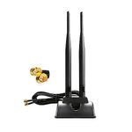 Imwell Dual Wifi Antenna 2.4G/5.8G Frequency 6dBi RP-SMA Connector Magnetic Base External Aerial 2m Compatible for Wifi Security Camera Card for PC Wireless Router Bluetooth TP-Link Dlink (1.2m)