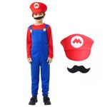 KARAZZO Super Brothers Costume Fancy Dress Halloween Cosplay Outfit for Kids(RD-L)