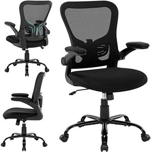ZLchair Office Chair Ergonomic Desk Chair, Mesh Computer Home Office Desk Chairs with Adjustable Lumbar Support and Flip-up Armrests, Swivel Comfy Task Executive Chair, Black