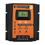 Fydun Mppt Solar Charge Controller 12V/24V Solar Panel Battery Regulator Dual Usb Lcd Display Panel Regulator Current 30A 50A 70A Black And Orange (50A)