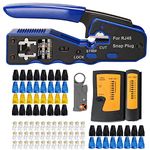 TAIWAIN RJ45 Network Cable Crimper CAT5 CAT6 Crimping Pass Through Repair Maintenance Crimp Tool Cutter Kit Connectors Tester Ethernet LAN Stripper Punch Down (Blue)