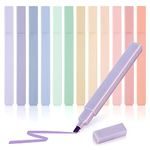 Hmeuest Highlighters, 12 Pack Pastel Highlighters, Mild Assorted Colours Highlighters Pens, Aesthetic Cute Highlighter With Chisel Tip, No Bleed, for Bible, Notes, School Supplies