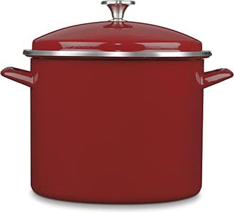 Cuisinart EOS126-28R Chef's Classic Enamel on Steel Stockpot with Cover, 12-Quart, Red