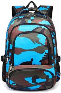 BLUEFAIRY School Backpack for Kids Boys Elementary Primary Middle School Bookbags Back to School Bags Gifts for Childs Mochila Escolares para Niños 17" Camo Blue