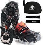 Crampons Ice Cleats for Shoes and Boots, AYAMAYA [Upgraded] 24 Spikes Antislip Stainless Steel Snow Traction Ice Gripper for Shoes Men Women, Snow Chains for Hiking Winter Walking Climbing - M