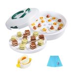 Deviled Egg Platter Tray， with Piping Bag Kit & Egg Slicer， Holds 12Eggs，Dishwasher Safe, Microwave Safe, Freezer Safe，Sleek Ceramic Dish