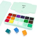 Gouache Paint Set, 18 Portable Color Gouache Paint Set Unique Jelly Cup Design for Artists, Students, Gouache Watercolor Painting (Mint Green)