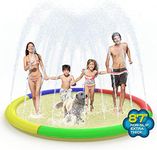 Growsland Non Slip Splash Pad for Kids and Dogs, 87'' Extra Large Splash Pad Outdoor Sprinkler for Kids, Dog Water Summer Toys Outdoor Toys for Toddlers 3-5 Kids Ages 4-8