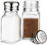 2 oz Glass Salt and Pepper Shakers, Kitchen Supplies for Home & Restaurant- 2 Piece Salt & Pepper Shaker Sets, (with Steel Lid) Quality Glass, Clear Salt and Pepper Shakers Modern