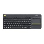 Logitech K400 Plus Wireless Touch TV Keyboard With Easy Media Control and Built-in Touchpad, QWERTY Italian Layout - Black