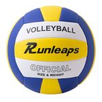 Runleaps Volleyball, Waterproof Indoor Outdoor Volleyball for Beach Game Gym Training Official Size 5 (Yellow-White-Blue)