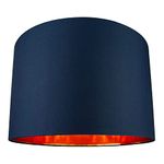 Modern and Chic Midnight Blue Cotton Fabric 16" Floor, Table or Pendant Circular Drum Lampshade with Shiny Copper Inside | Beautiful Statement Piece by Happy Homewares