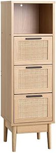 Artiss Chest of Drawers 3 Drawer Rattan Tallboy, Dresser Clothes Storage Cabinet Organizer Lowboy Bedside Table Bedroom Furniture Home Living Room Hallway Entryway