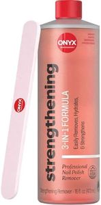 Onyx Professional 3-in-1 Strengthening Nail Polish Remover with 7 inch Nail File, 16 fl oz - Removes Nail Polish, Hydrates, Strengthens Nails | Infused with Grapeseed Oil, Cacay Oil, Cactus Seed Oil