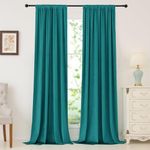 nanbowang Turquoise Velvet Curtains Rod Pocket - 52 Inches Wide 120 Inches Long Light Blocking Window Curtain Panels Set of 2 Heat Insulated Curtains