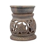 Pure Source India Stoneware Oil Diffuser (3 x 3 x 3.5 inch, Brown)