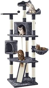 Yaheetech Árbol Rascador para Gatos Grande Multinivel Escondites Perchas para Almohadas Cesta de Rascador para Postes de Sisal Gris Oscuro