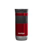 Contigo Travel Mug Byron, Stainless Steel Thermal-Mug, Insulated Coffee to go Cup, 100% Leakproof, Keeps hot for 7 Hours, Dishwasher Safe lid, Red