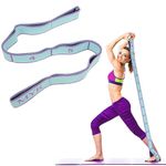 Abeillo Stretching Strap with Loops, Elastic Yoga Straps for Stretching Equipment, Stretch Band for Physical Therapy, Pilates, Yoga, Dance, Gymnastics Exercise and Flexibility (Blue)