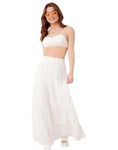 BHAGAT Singh FABTEX Women Solid Flared Maxi Skirt (in, Alpha, Free Size, Regular, White)