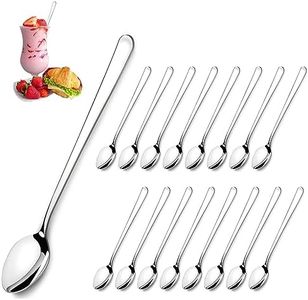 Pleafind 16-PCS Long Spoon (7.9 inch), Long Handle Iced Tea Spoons, Stainless Steel Stirring Spoon, Coffee Spoon, Ice Cream Spoon, Long Spoons for Shakes Cocktail Stirring Coffee Cold Drink