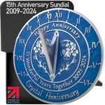 Anniversary Sundial Gift for 15th Crystal Wedding Anniversary in 2024 - Recycled Metal Home Decor Or Garden Present Idea - Handmade in UK for Him, Her Parents Or Couples 15 Year Celebration