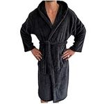 HOMELEVEL Flannel Oversize Bathrobe Unisex for Women and Men Dressing Gown Sauna Dressing Gown Travel Dressing Gown Cosy Soft Sauna Dressing Gown