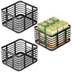 mDesign Small Metal Wire Food Bin Basket Organizer for Storage in Kitchen, Pantry Shelf, Cabinet, Countertop, Bin for Fruits, Vegetables, and Snack Organization, Carson Collection, 3 Pack, Matte Black