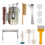 MUALROUS 11Pcs Beekeeper Tools Kit Bee Smoker Bee Brush Queen Catcher J Hook Hive Tool Set,Beekeeping Starter Kit Beekeeping Equipment Tool for Professional and Beginner Beekeepers