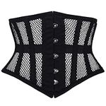 ShopologyGB Women's Underbust Black Cotton Mesh Original Steel Boned Waist Training Corsets (as8, alpha, x_l, regular, regular)